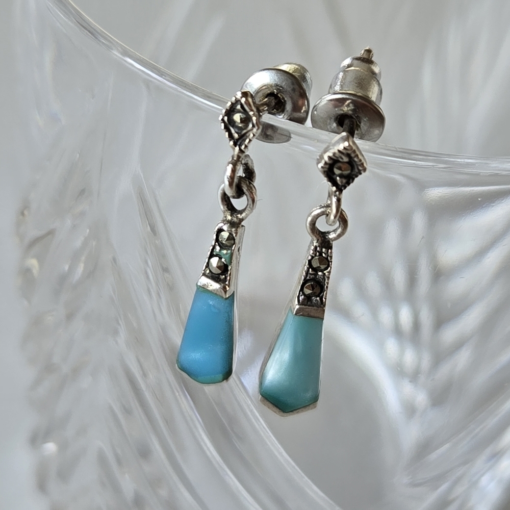 Sterling silver 925 and Blue stone Earrings